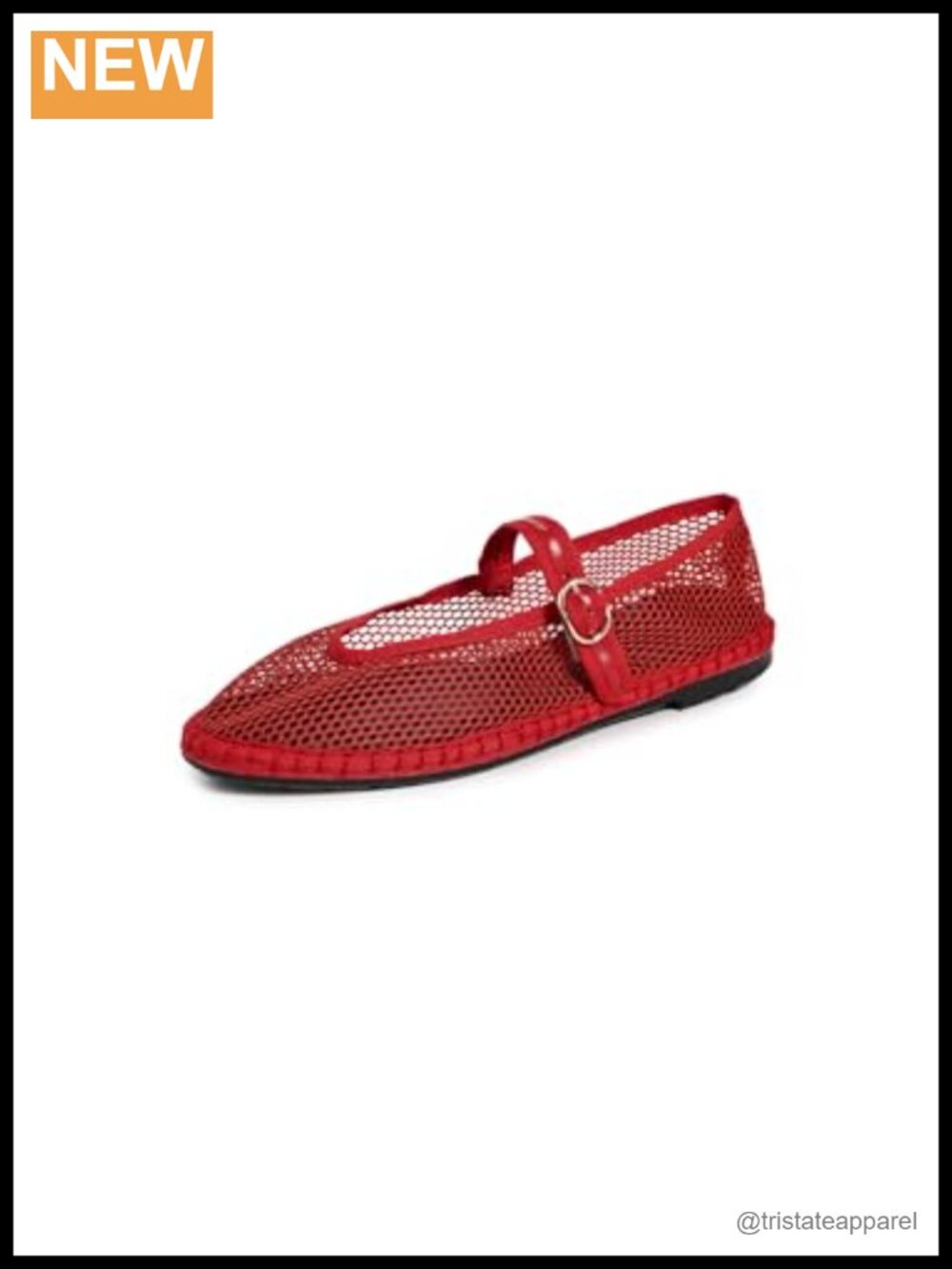 Mesh Mary Jane Flats with Buckle Strap and Rubber Sole